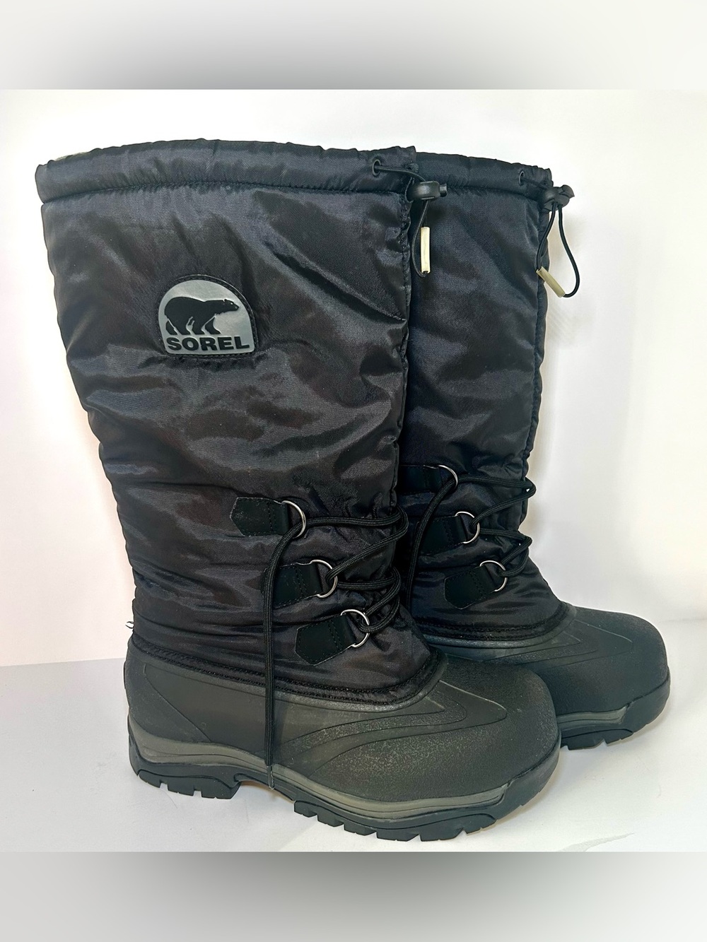 Women’s Sorel Snowlion Black Tall Insulated Winter Boots, Size 10